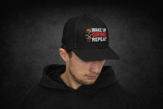 WAKE UP · GRIND · REPEAT Snapback
